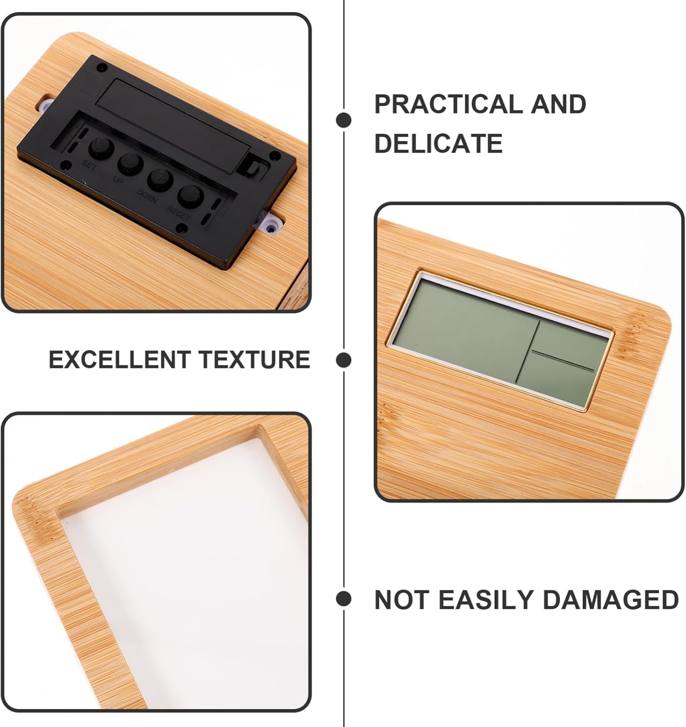 SCCFMM 3 pcs Sublimation Blank Wood Photo Frame with Electric Clock DIY Heat Transfer Print Desktop Wooden Photo Frame Clock with Display (Oval)