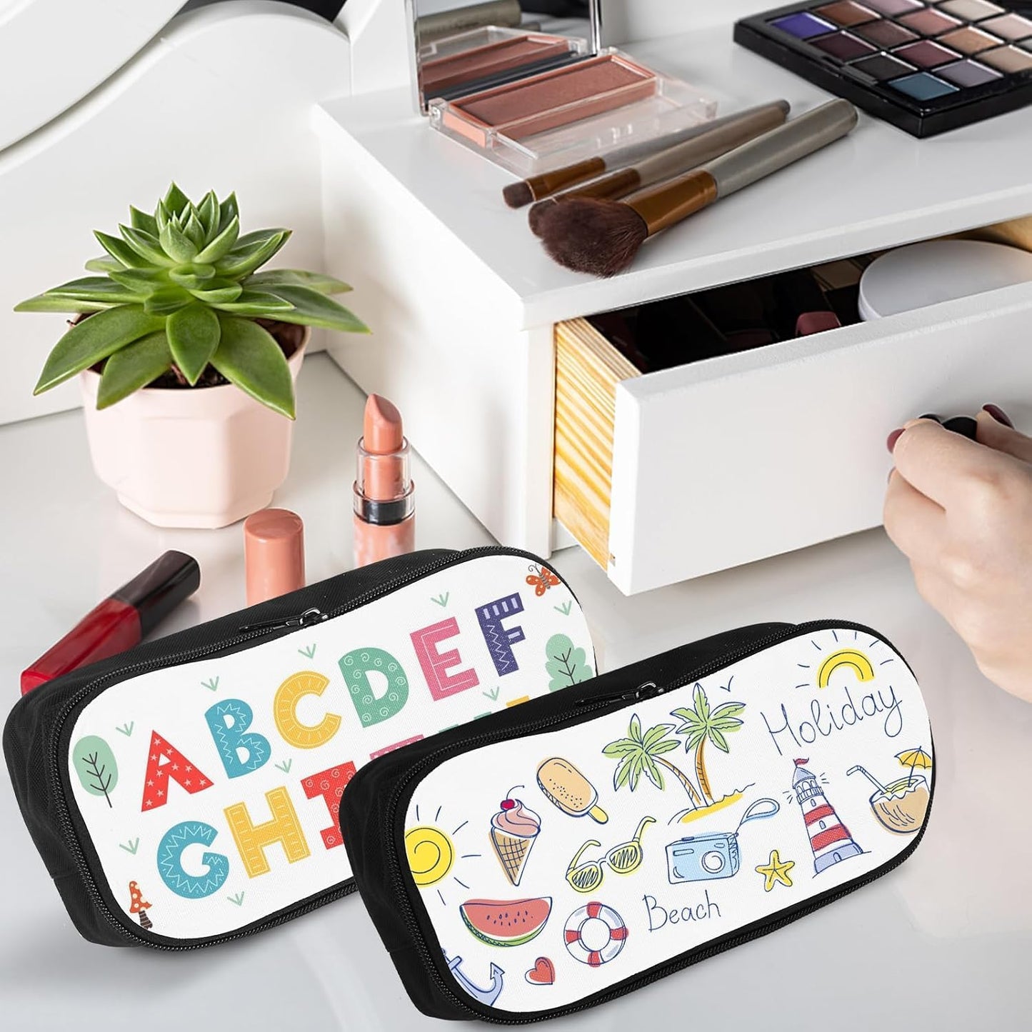 SCCFMM 10Pcs Sublimation Blanks Pencil Case Bags,Travel Makeup Bag Organizer Make Up Bag Removable Lid Design Subliamtion Blank Makeup Bag With Zipper Toiletry Bag DIY Craft Heat Transfer Print (Red)