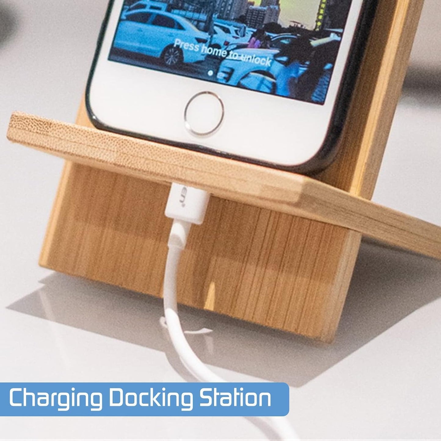 SCCFMM 10 Pieces Sublimation Blank Wood Phone Stand with Charging Hole Detachable Portable Wood Mobile Phone Holder for DIY Heat Transfer Print