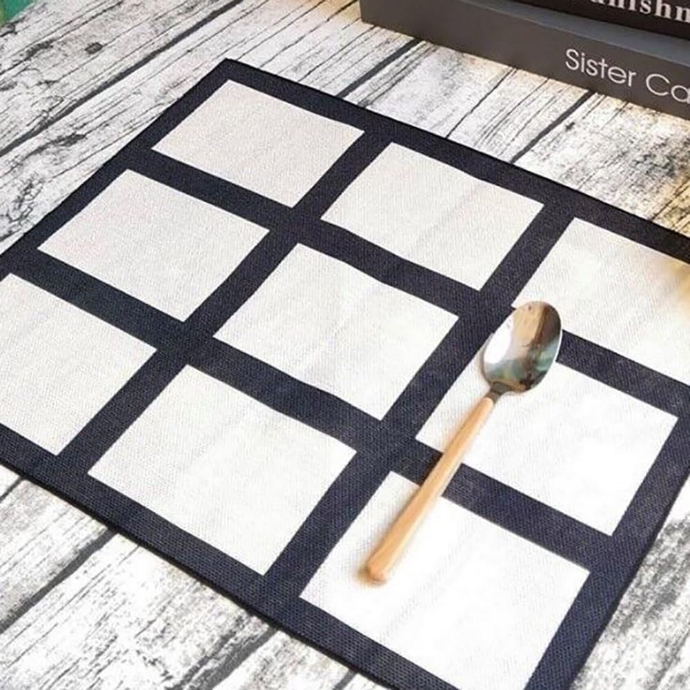 30 Pieces Sublimation Blank 9 Panel Placemats Wedding Party Linen Cotton DIY Heat Transfer Print Placemat Dining Table Place Mat for Kitchen Table