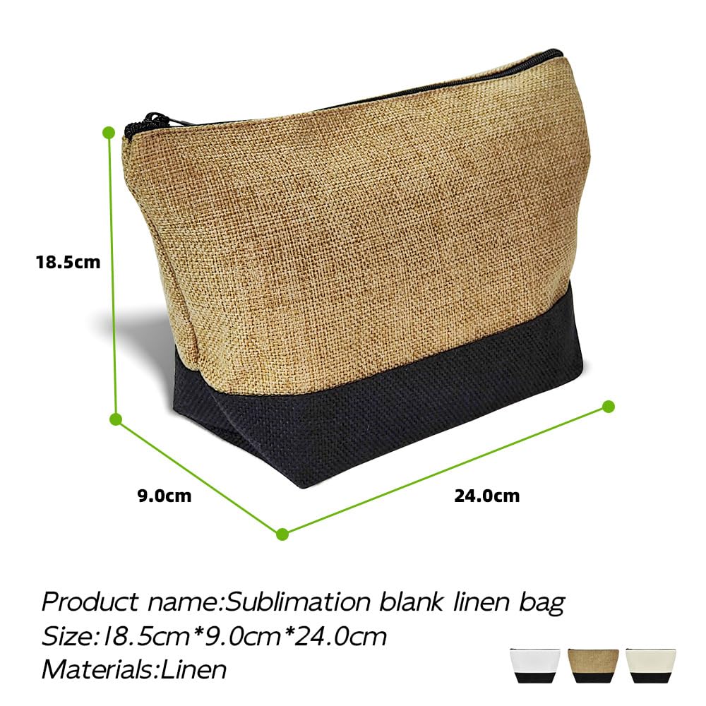 SCCFMM 20 Pack Sublimation Blank Linen Makeup Bags Sublimation Blanks Cosmetic Bags, DIY Heat Transfer Linen Pen Case Pencil Bags, Beige Multi-Purpose Travel Toiletry Zipper Bags