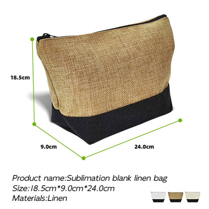SCCFMM 20 Pack Sublimation Blank Linen Makeup Bags Sublimation Blanks Cosmetic Bags, DIY Heat Transfer Linen Pen Case Pencil Bags, Beige Multi-Purpose Travel Toiletry Zipper Bags