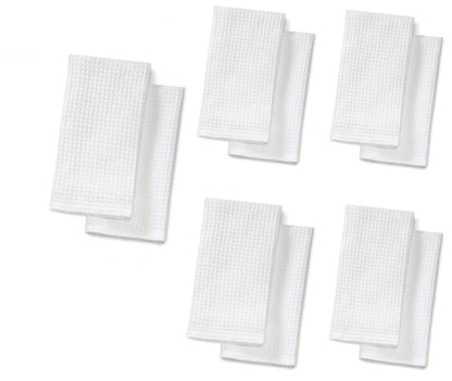 SCCFMM 10 Pack Sublimation Blank White Towels Waffle Weave Kitchen Towels Blanks Microfiber Dish Drying Towel for DIY Heat Transfer 16x24 Inch