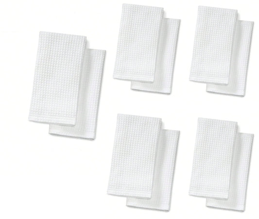 SCCFMM 10 Pack Sublimation Blank White Towels Waffle Weave Kitchen Towels Blanks Microfiber Dish Drying Towel for DIY Heat Transfer 16x24 Inch