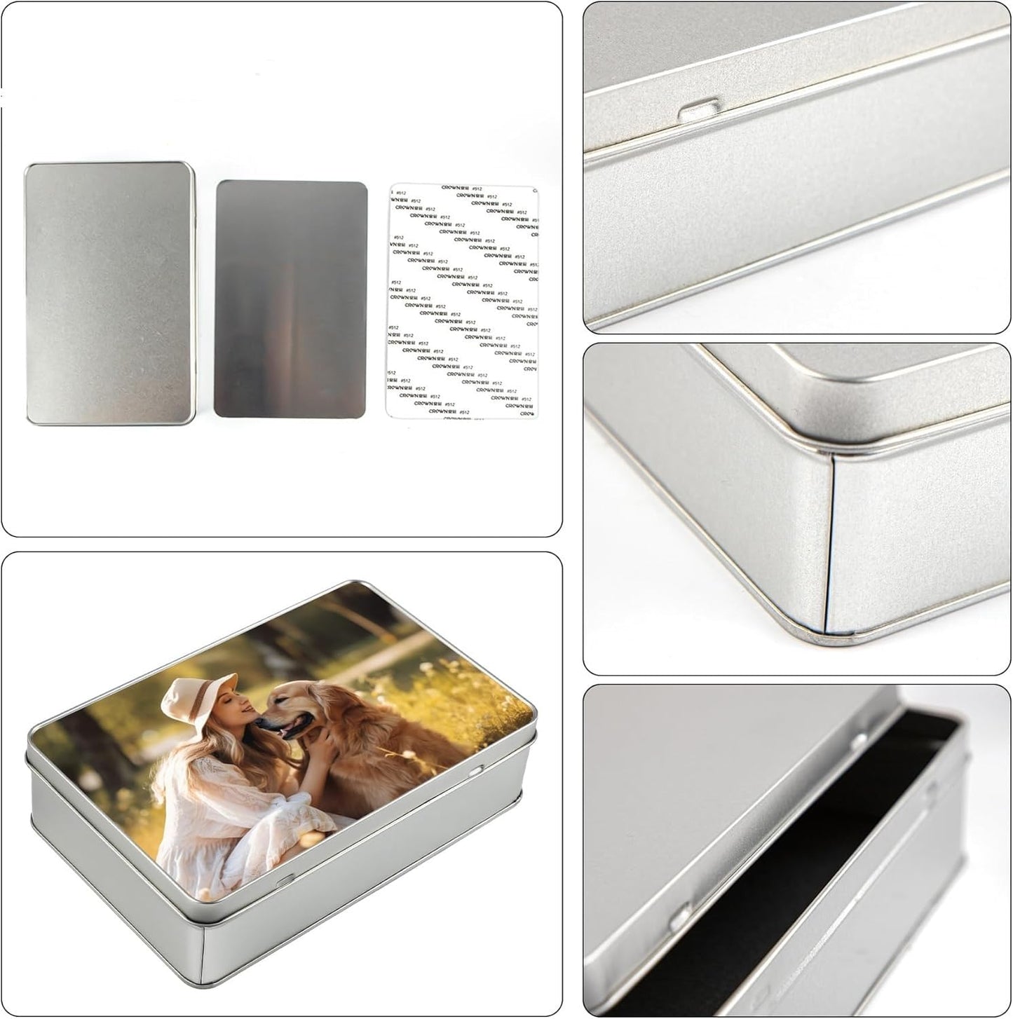 5 Pieces Sublimation Blank Metal Candy Tin Box with Lid Metal Trinket Tins Container Rectangle Shape for DIY Heat Transfer Print