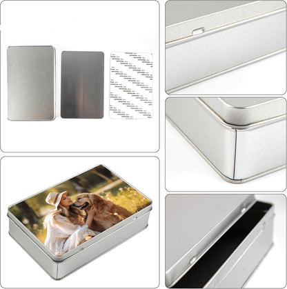 5 Pieces Sublimation Blank Metal Candy Tin Box with Lid Metal Trinket Tins Container Rectangle Shape for DIY Heat Transfer Print