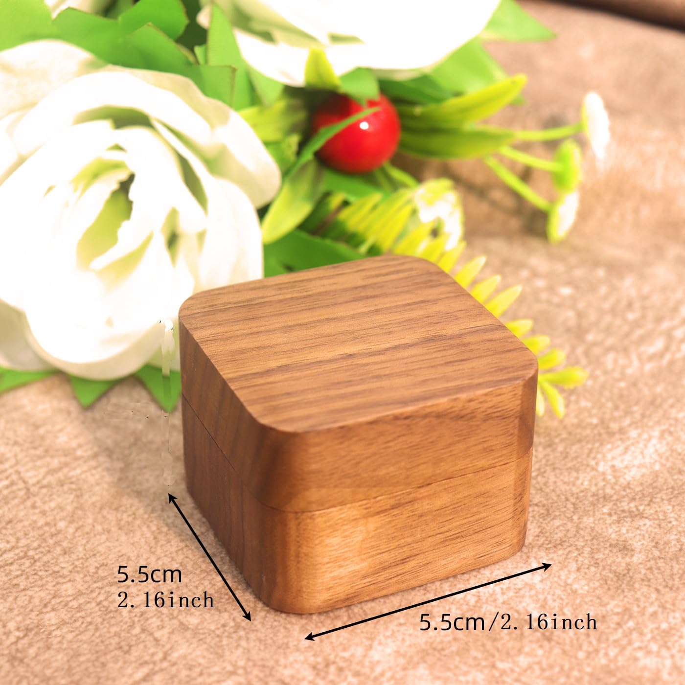 20 pieces Personalized Laser Wooden Ring Box, Mini Engagement Ring Holder Box with Single Slot, Square Wedding Ring Box for Ring, Elegant and Retro Ring Holder Box for Laser Engrave