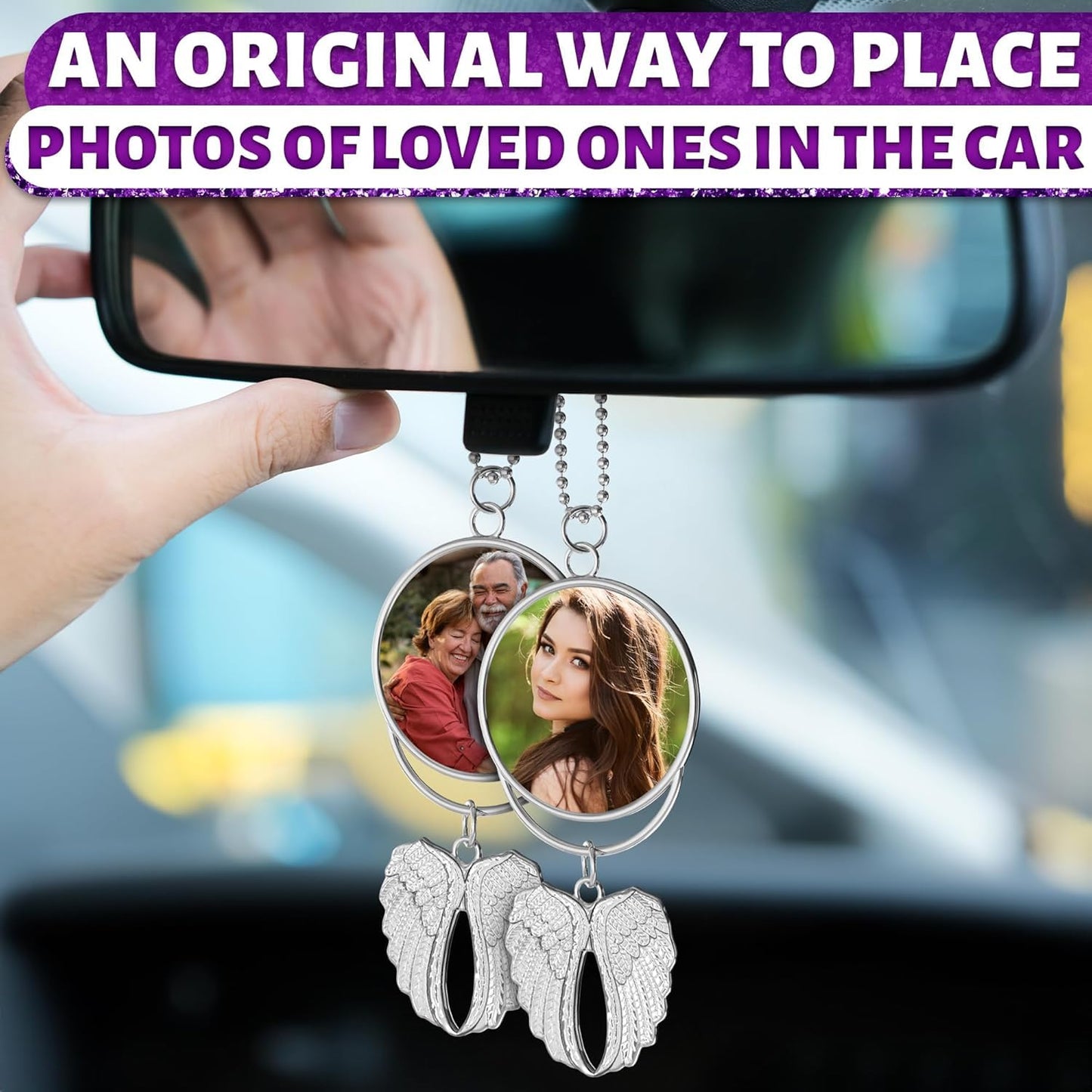 SCCFMM 20pcs Sublimation Blanks Hanging Ornament Pendant, Car Rearview Mirror Pendant with Sublimation Blank, Angel Wing Ornament Charms Pendant for Keychain Car Christmas Decor