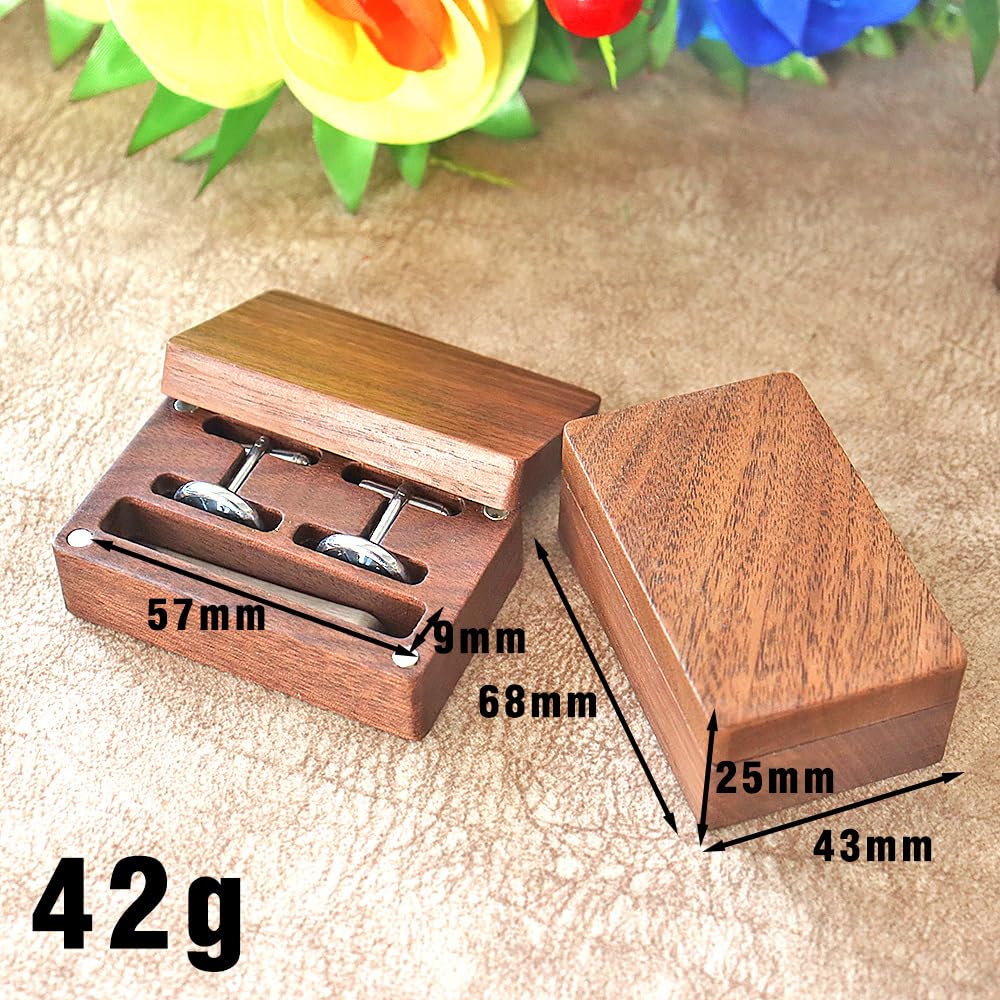 20 pieces Tie Clip and Cufflink Box Wooden Cufflink Box Case Magnetic Cufflink Tie Clip Case Jewellery Organisers Accessories for Men Boys 6.8x5.7cm For Laser Engarve