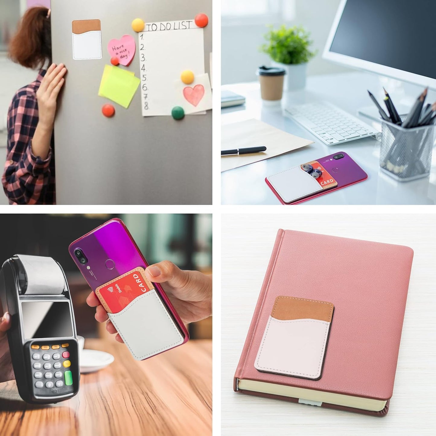 50 Pieces Sublimation Blanks Phone Wallet - PU Leather Card Holder for Back of Phone Stick on iPhone Android HTV Friendly DIY Blanks for Heat Transfer Print