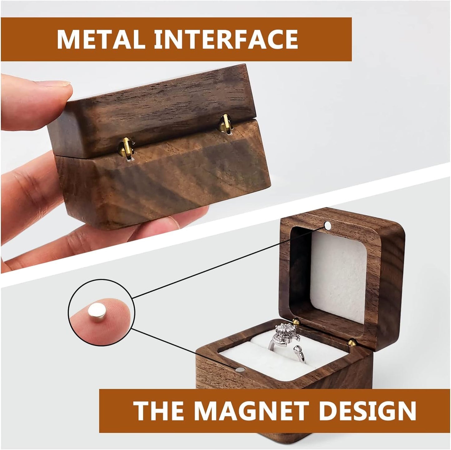 20 pieces Personalized Laser Wooden Ring Box, Mini Engagement Ring Holder Box with Single Slot, Square Wedding Ring Box for Ring, Elegant and Retro Ring Holder Box for Laser Engrave