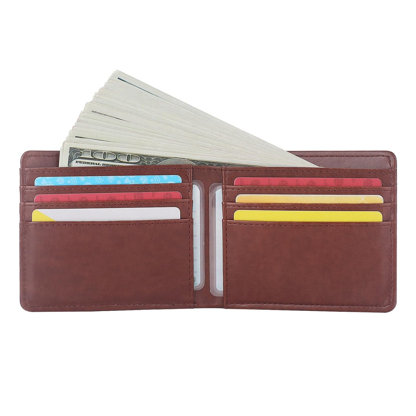 SCCFMM 10 Pieces Sublimation Blanks Brown Color Wallets for Men Card Holder Gifts Wallets DIY Heat Transfer Sublimation Print Wallet DIY Craft for Father's Day