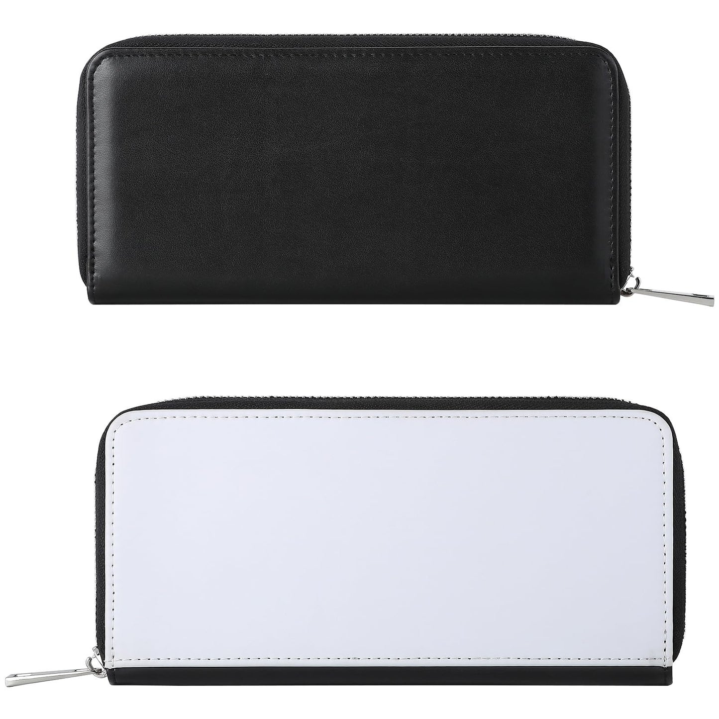 SCCFMM 5 Pieces Sublimation Blank Fashion Women Zip Around Long Wallet Diy Heat Transfer Print PU Leather Phone Clutch Travel Card Holder Purse For Women Girls Gift