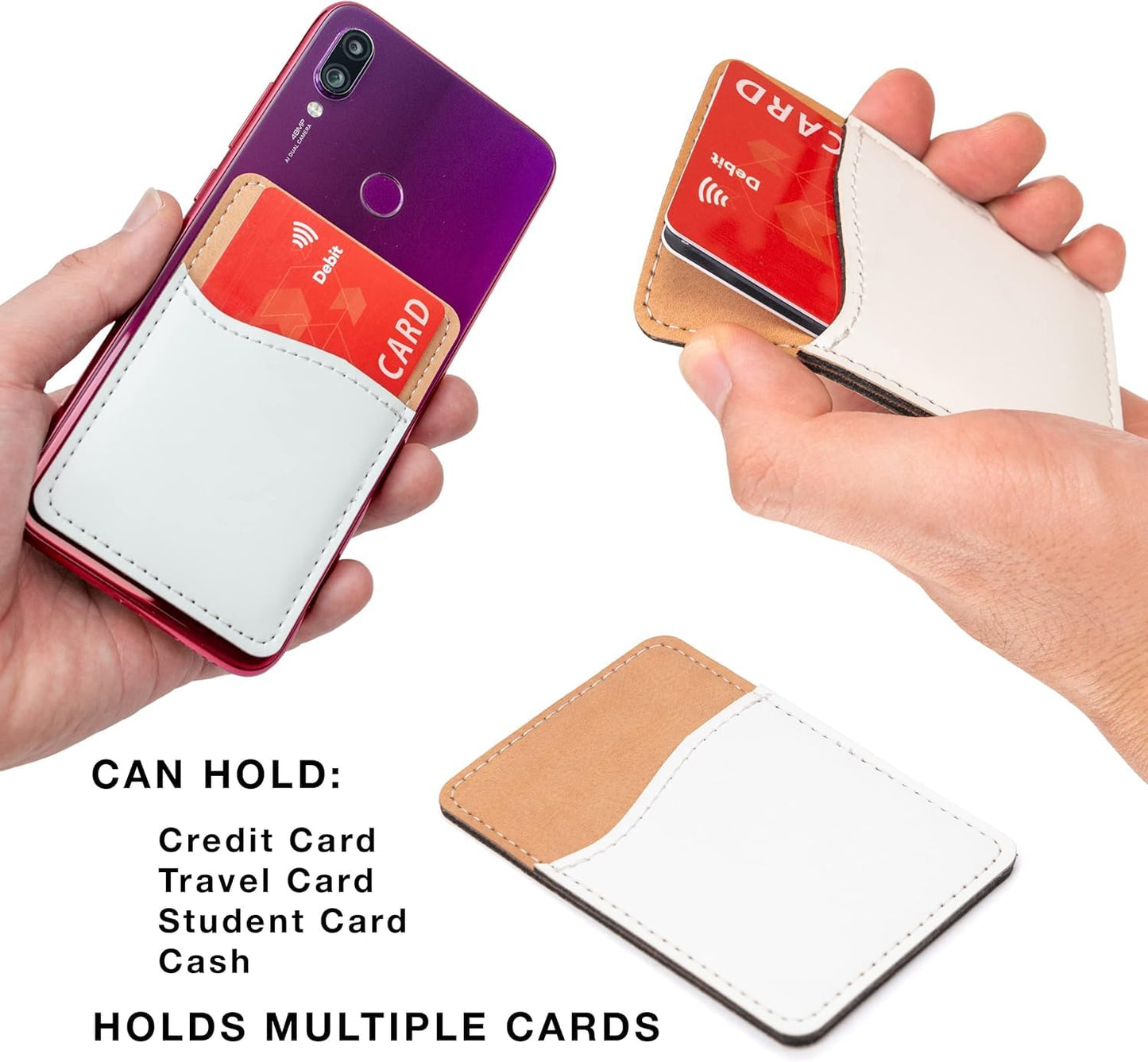 50 Pieces Sublimation Blanks Phone Wallet - PU Leather Card Holder for Back of Phone Stick on iPhone Android HTV Friendly DIY Blanks for Heat Transfer Print