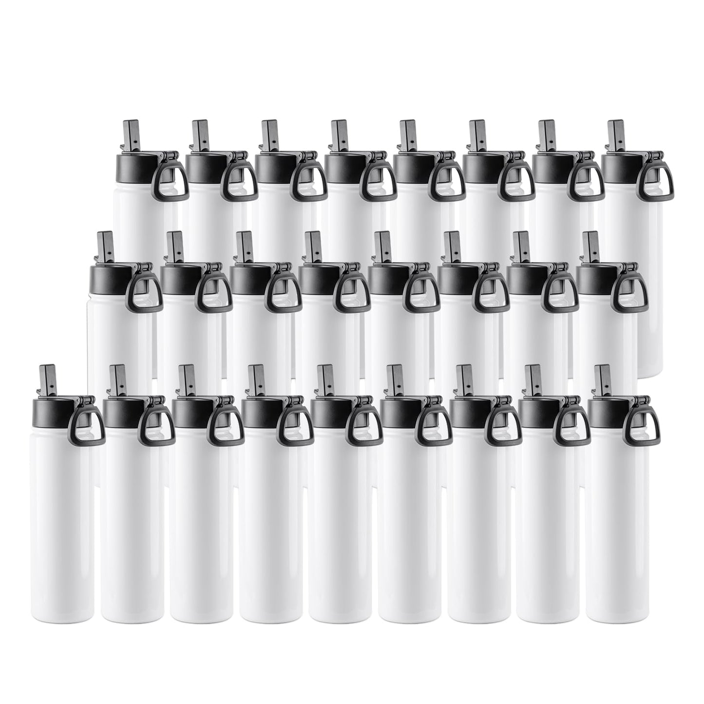 25 Pack Sublimation Water Bottle Sports Bulk Kids White 22 OZ Stainless Steel Tumbler Cups with Straw and Portable Handle for Tumbler Press Machine Sublimation Oven Print