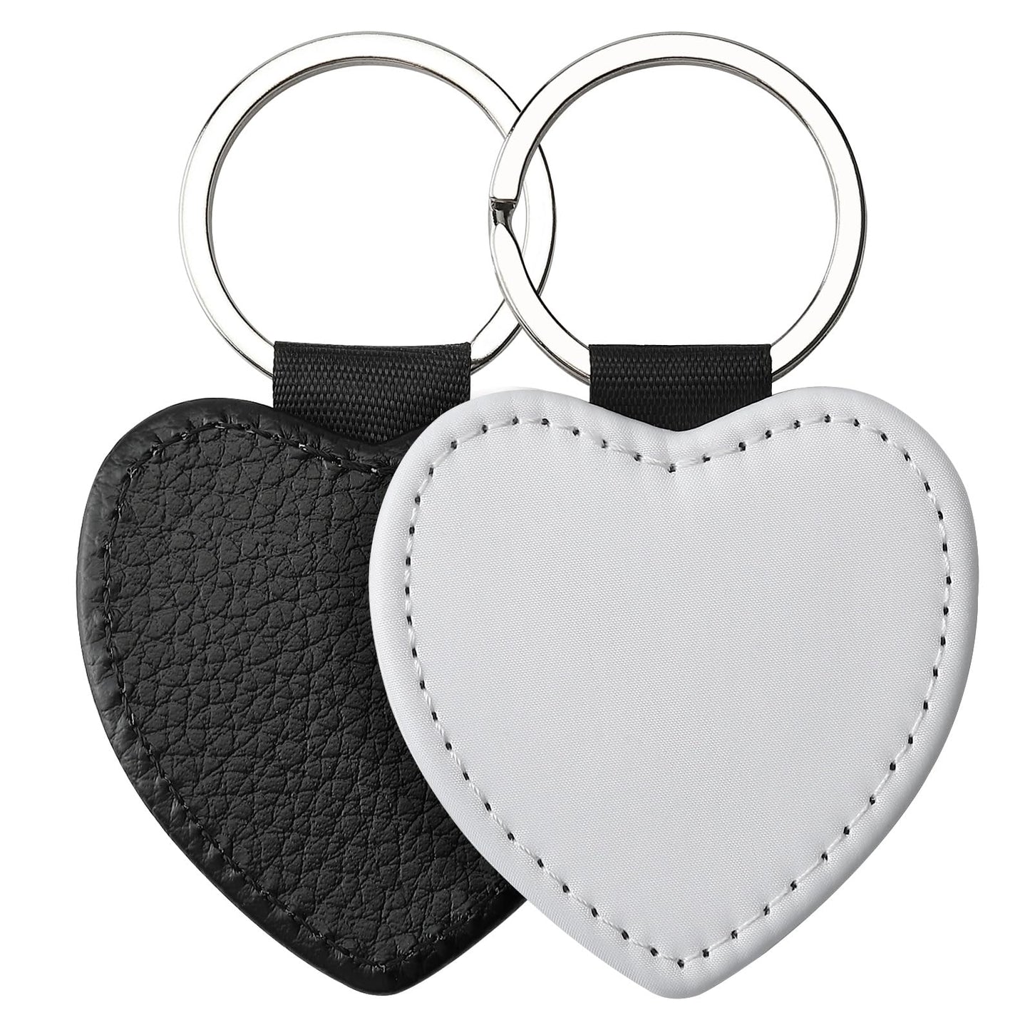 50 PCS Sublimation Single Side Blank Keychain PU Leather Sublimation Keychains DIY Heat Transfer Print Keyring for Pendant Ornament Making, Gift Present Making