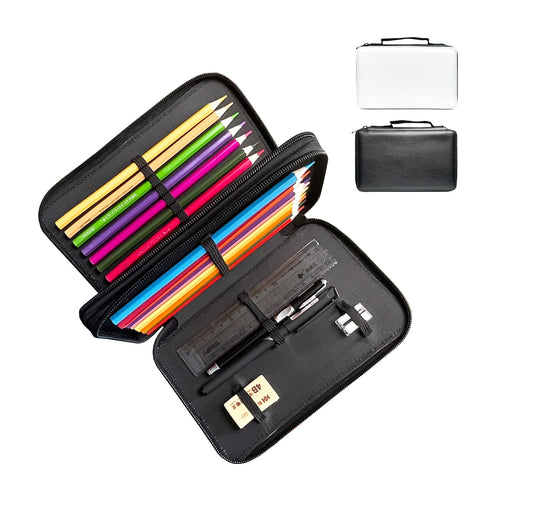 SCCFMM 5 Pieces Sublimation Blanks PU Leather Zipper Cosmetic Bags Pencil Case Larger Capacity Multipurpose DIY Heat Transfer Print Stationery Bag Toiletry Pouch for Sublimation