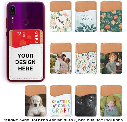 50 Pieces Sublimation Blanks Phone Wallet - PU Leather Card Holder for Back of Phone Stick on iPhone Android HTV Friendly DIY Blanks for Heat Transfer Print