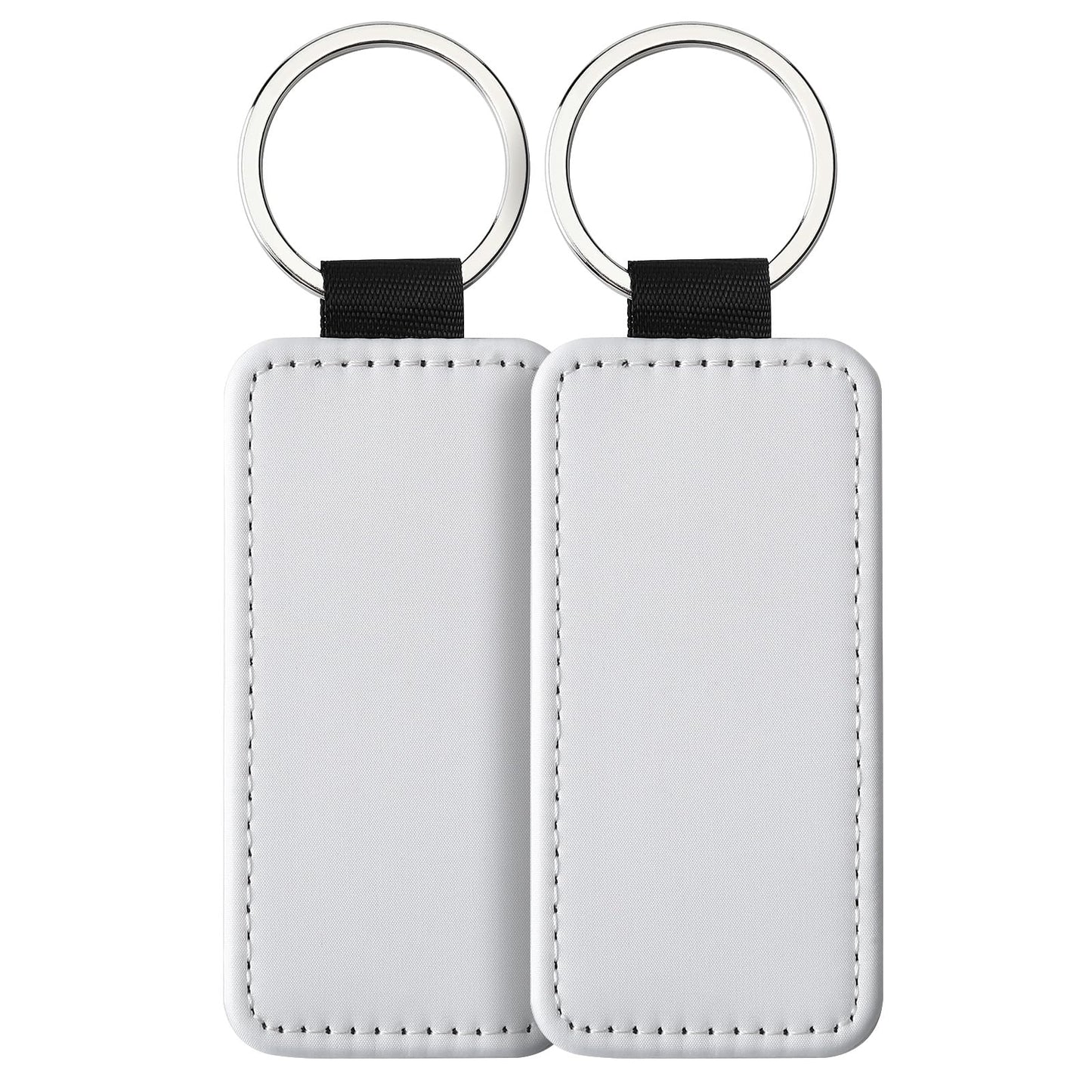 SCCFMM 50 PCS Sublimation Blank Keychain PU Leather Sublimation Keychains DIY Heat Transfer Print Keyring for Pendant Ornament Making, Gift Present Making