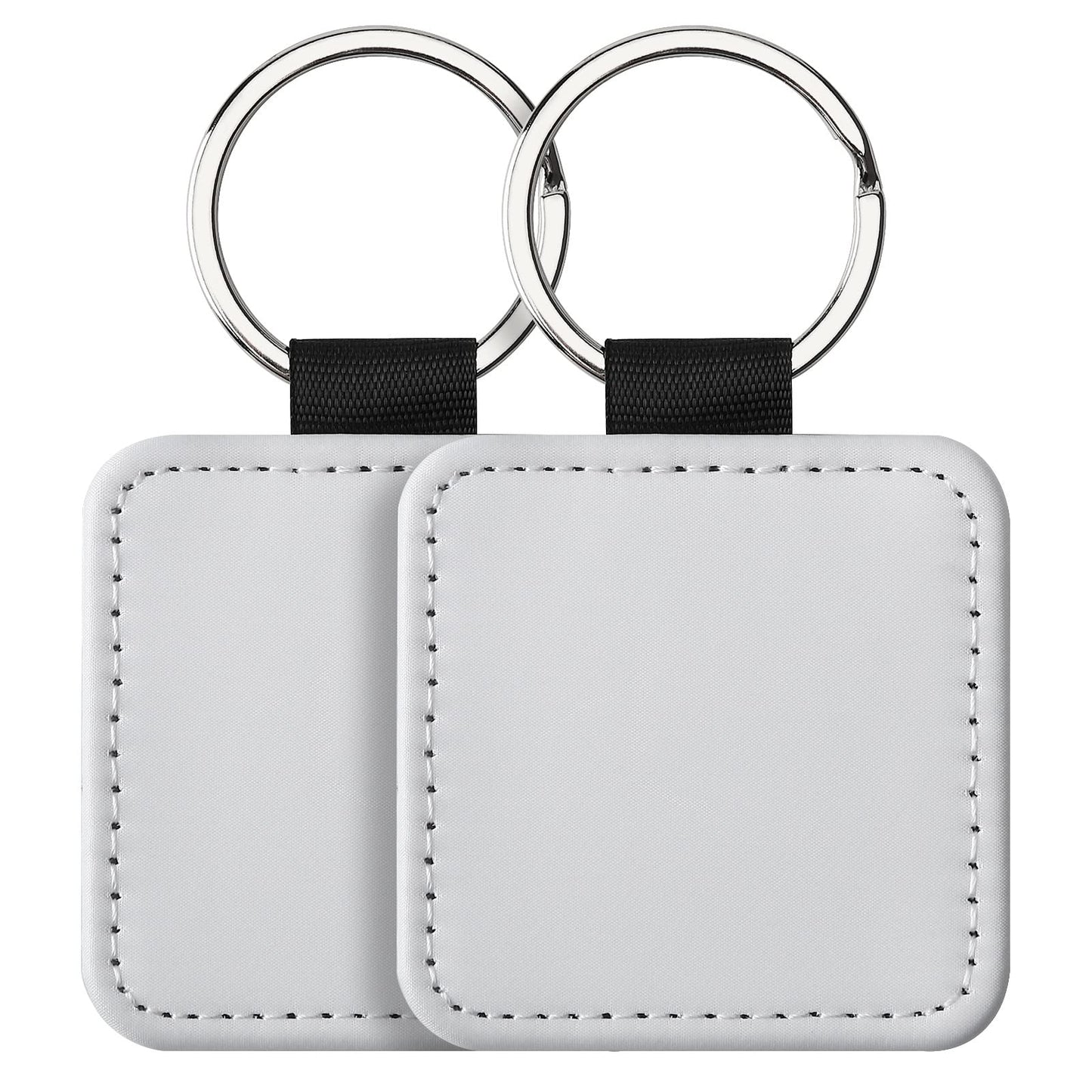 SCCFMM 50 PCS Sublimation Blank Keychain PU Leather Sublimation Keychains DIY Heat Transfer Print Keyring for Pendant Ornament Making, Gift Present Making