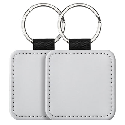 SCCFMM 50 PCS Sublimation Blank Keychain PU Leather Sublimation Keychains DIY Heat Transfer Print Keyring for Pendant Ornament Making, Gift Present Making
