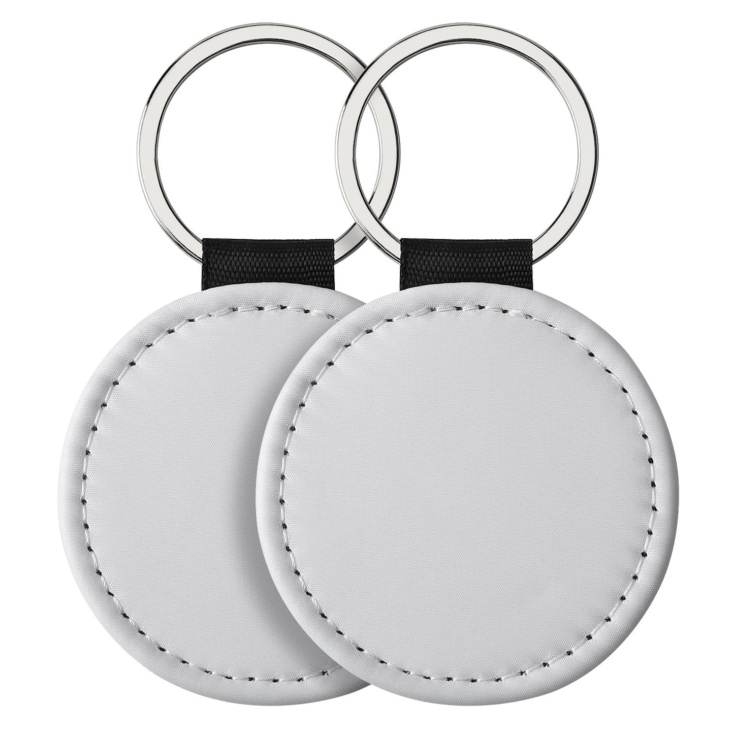 SCCFMM 50 PCS Sublimation Blank Keychain PU Leather Sublimation Keychains DIY Heat Transfer Print Keyring for Pendant Ornament Making, Gift Present Making