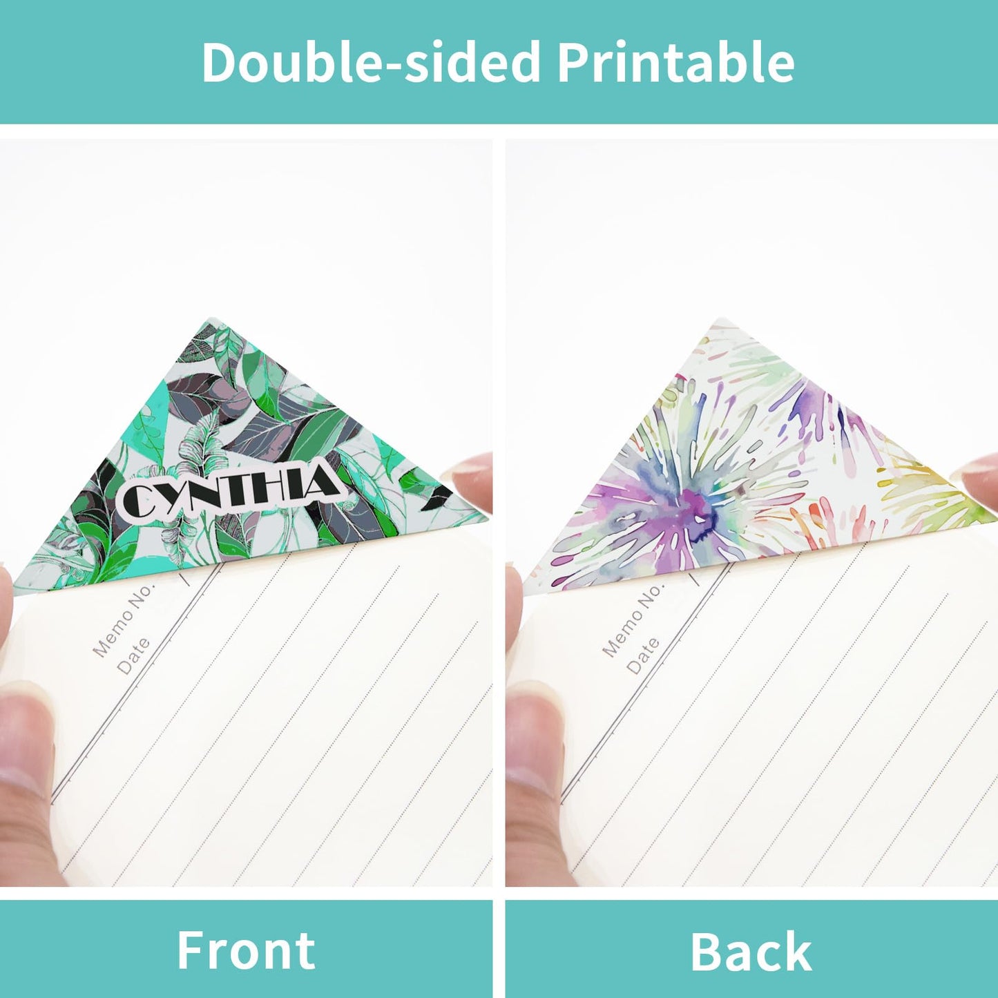 30pcs Sublimation PU Leather Corner Bookmarkers 2.36" Triangle White Blanks for Reading Lover Personalized Reading Gifts