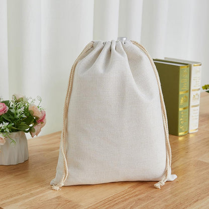 SCCFMM 10 Pieces Sublimation Blank Drawstring Bread Bags Sublimation Linen Burlap Drawstring Bag Present Bags with Drawstring for Favors Party DIY Craft Heat Transfer Print