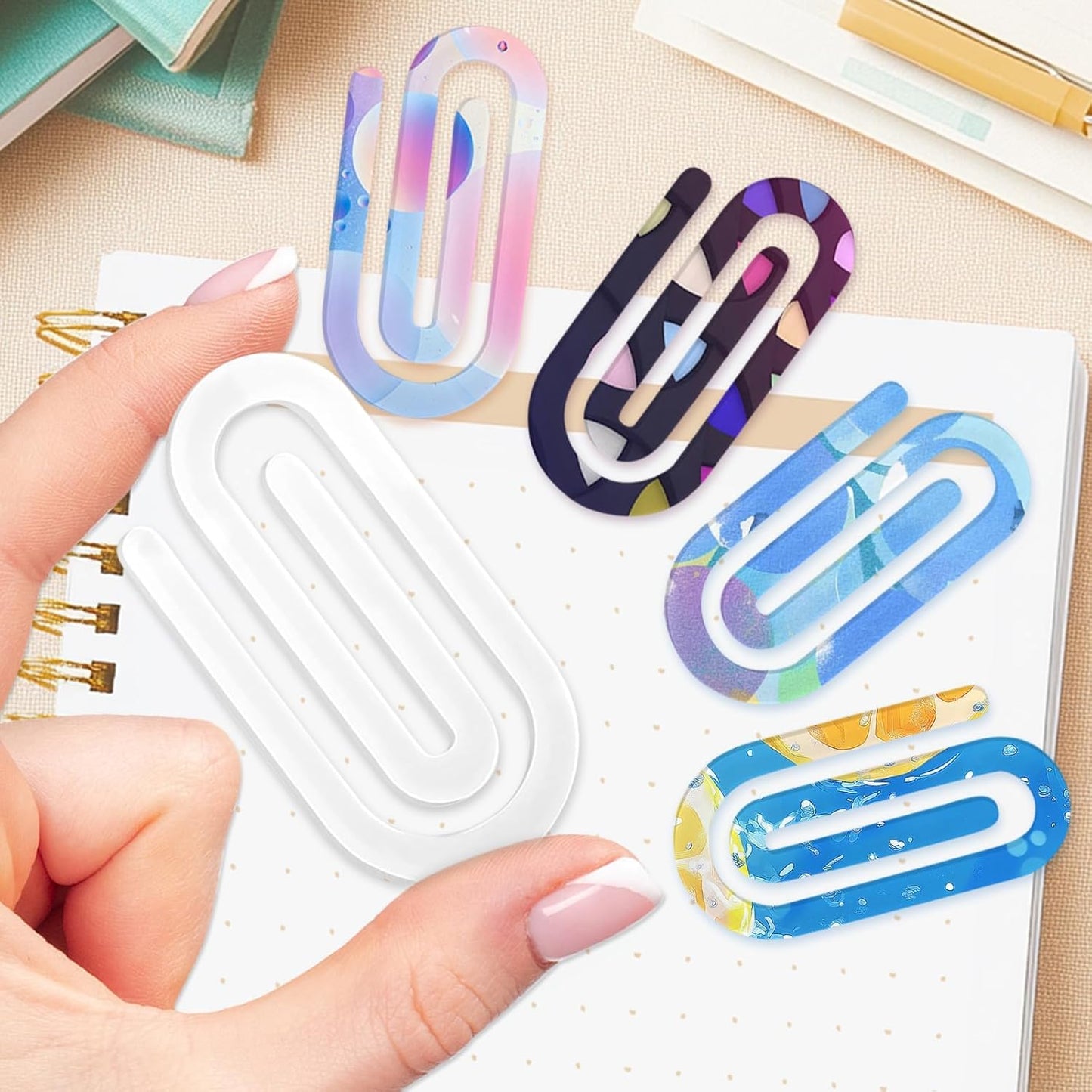 50 Pieces Sublimation Blank Acrylic Paper Clips Jumbo, 4x2 Inch Acrylic Sublimation Paperclips Large, Personalized DIY Heat Transfer Print Paper Clips for Crafts, Gifts, Home, Office, School Use