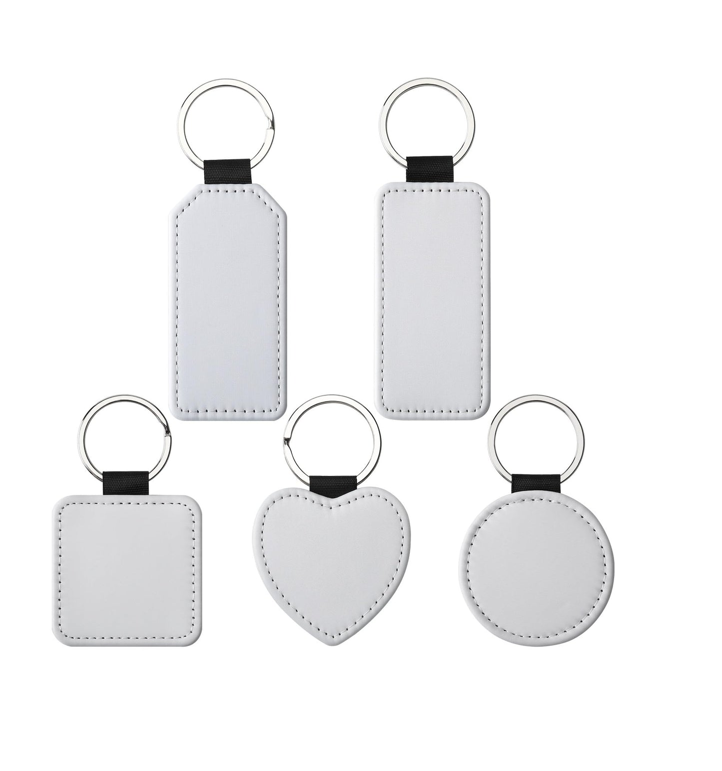 SCCFMM 50 PCS Sublimation Blank Keychain PU Leather Sublimation Keychains DIY Heat Transfer Print Keyring for Pendant Ornament Making, Gift Present Making