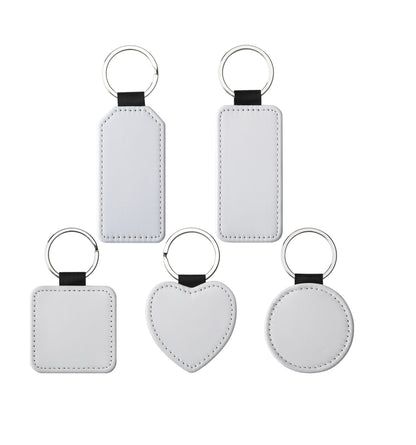 SCCFMM 50 PCS Sublimation Blank Keychain PU Leather Sublimation Keychains DIY Heat Transfer Print Keyring for Pendant Ornament Making, Gift Present Making