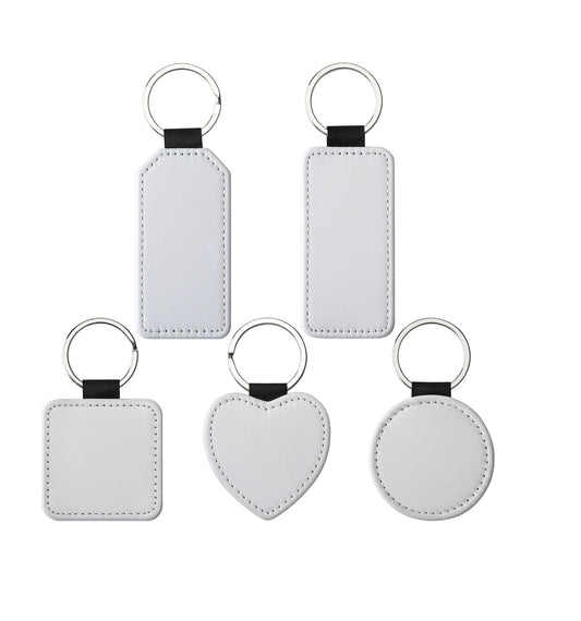 SCCFMM 50 PCS Sublimation Blank Keychain PU Leather Sublimation Keychains DIY Heat Transfer Print Keyring for Pendant Ornament Making, Gift Present Making