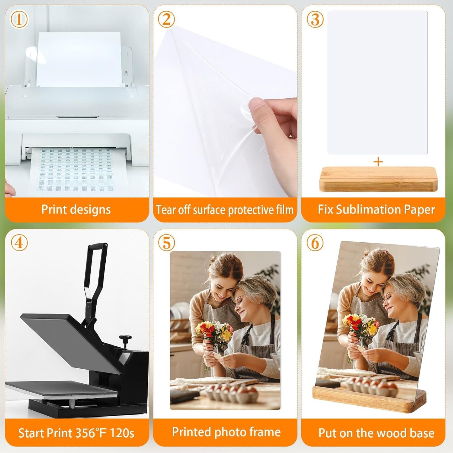 SCCFMM 8 Pack Sublimation Blank Photo Frames Metal Aluminium Wall Picture with Wood Base DIY Photo Prints for Family Happy Wedding Holiday Desktop Party Gift Decoration(5×7inch)