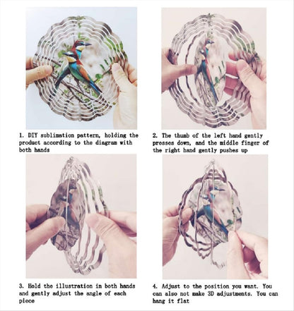 Sublimation Wind Spinner Blanks 10 Pack 3 Inch Aluminum Metal 3D Sublimation Wind Spinners for Indoor and Outdoor Ornaments