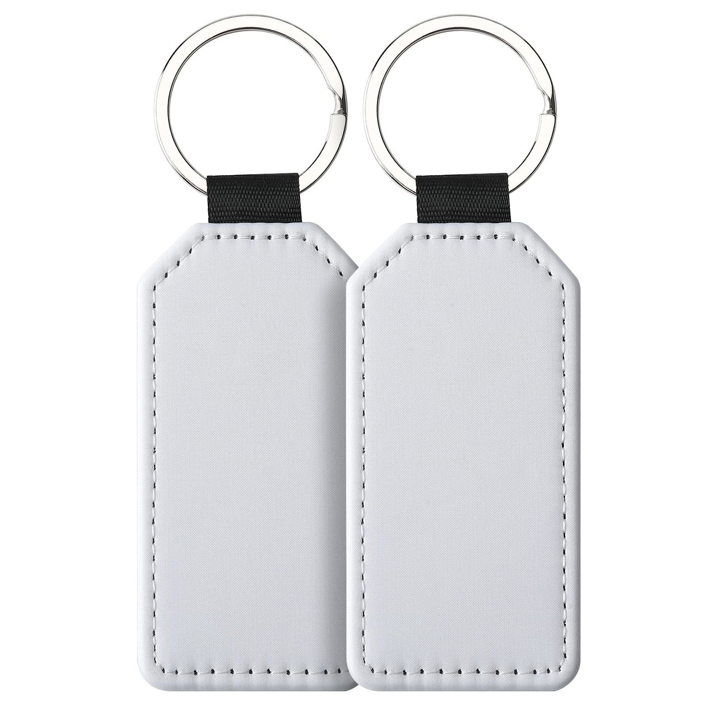 SCCFMM 50 PCS Sublimation Blank Keychain PU Leather Sublimation Keychains DIY Heat Transfer Print Keyring for Pendant Ornament Making, Gift Present Making