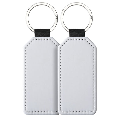 SCCFMM 50 PCS Sublimation Blank Keychain PU Leather Sublimation Keychains DIY Heat Transfer Print Keyring for Pendant Ornament Making, Gift Present Making