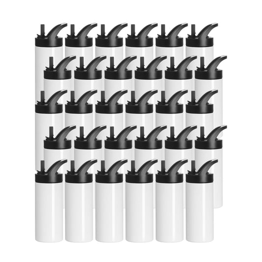 30 Pack Sublimation Sports Kids Water Bottle Blanks 16 OZ Stainless Steel Bottles Vacuum Flask Tumbler with Sippy Up Lid and Straw for Tumbler Heat Press Sublimation Printing