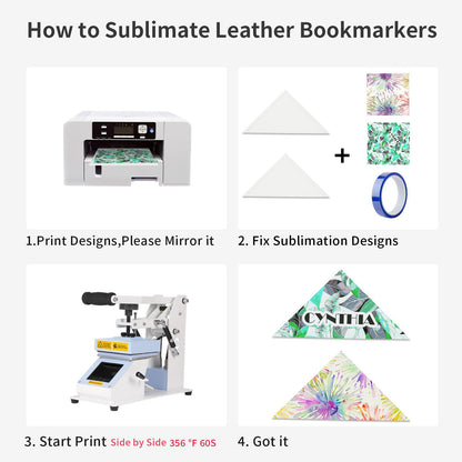 30pcs Sublimation PU Leather Corner Bookmarkers 2.36" Triangle White Blanks for Reading Lover Personalized Reading Gifts