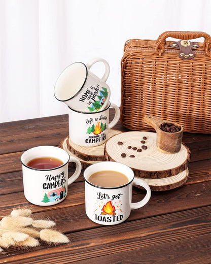 10Pcs Sublimation Blank White Enamel Mug 11 OZ Silver Rim Camping Travel Coffee Cup Metal Mug DIY Heat Transfer Print gift for Christmas Thanksgiving Mother's Day Father's Day