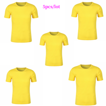 5pcs Quick Dry Clothes Sublimation Mesh Plain Sports T-shirt Adults Polyester Tee Tops For Heat Transfer Print