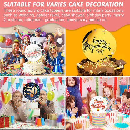 30Pcs Sublimation Blank Acrylic Cake Topper Set Creative Cute Decor DIY Heat Transfer Print Cake Insert Card for Birthday Party Festival