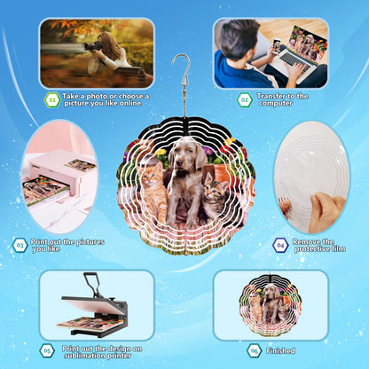 Sublimation Wind Spinner Blanks 10 Pack 3 Inch Aluminum Metal 3D Sublimation Wind Spinners for Indoor and Outdoor Ornaments