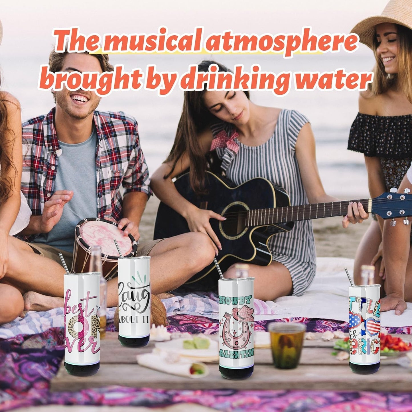 1Pcs 20oz Sublimation Blank Music Speaker Tumbler Cup Skinny Stainless Steel Double Wall Vacuum Insulated Bluetooth Speaker Skinny Straight Tumblers for DIY Heat Transfer Print