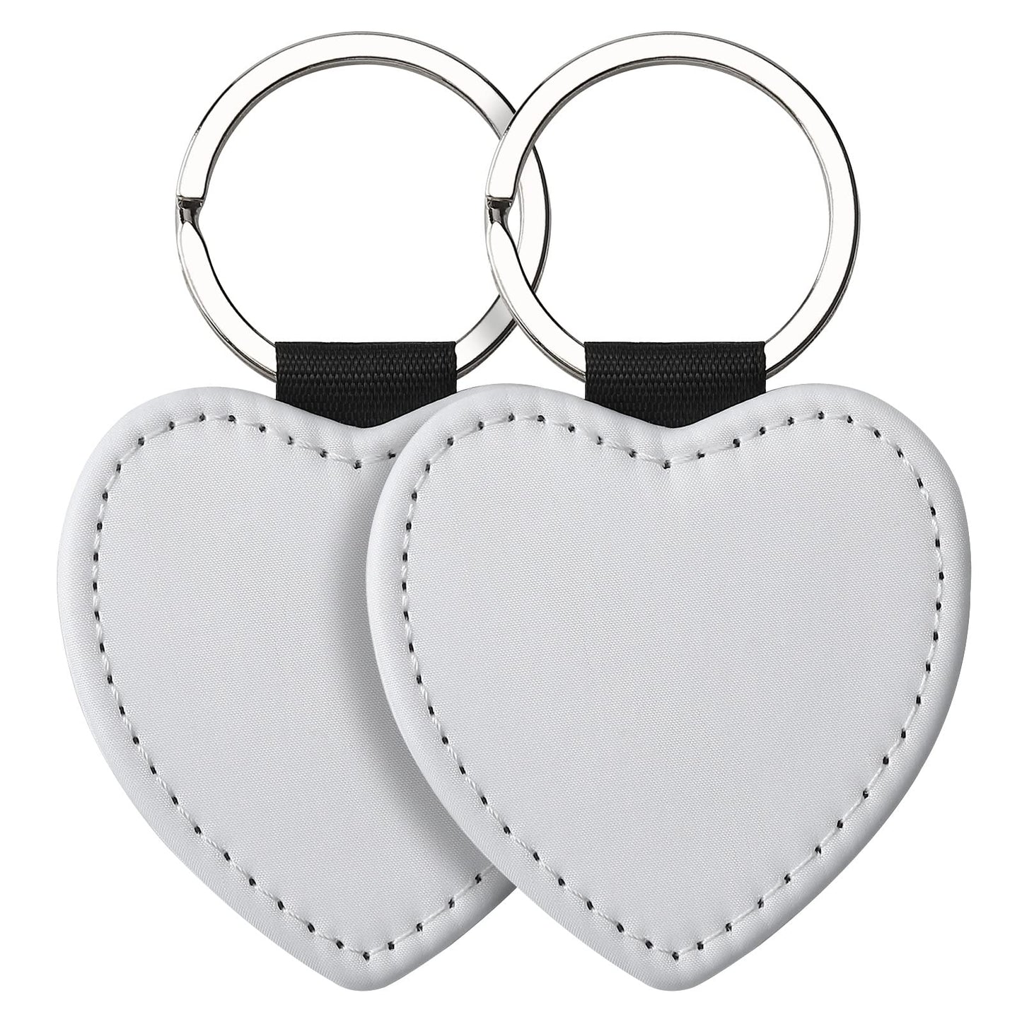 SCCFMM 50 PCS Sublimation Blank Keychain PU Leather Sublimation Keychains DIY Heat Transfer Print Keyring for Pendant Ornament Making, Gift Present Making