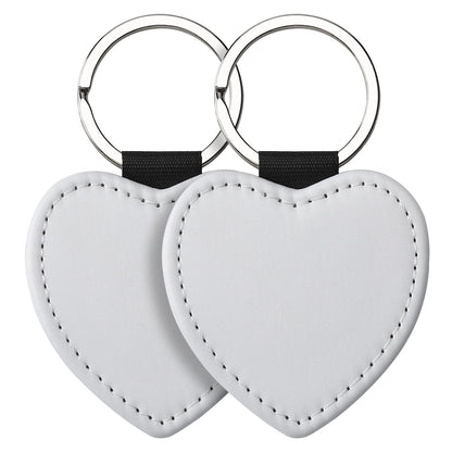 SCCFMM 50 PCS Sublimation Blank Keychain PU Leather Sublimation Keychains DIY Heat Transfer Print Keyring for Pendant Ornament Making, Gift Present Making
