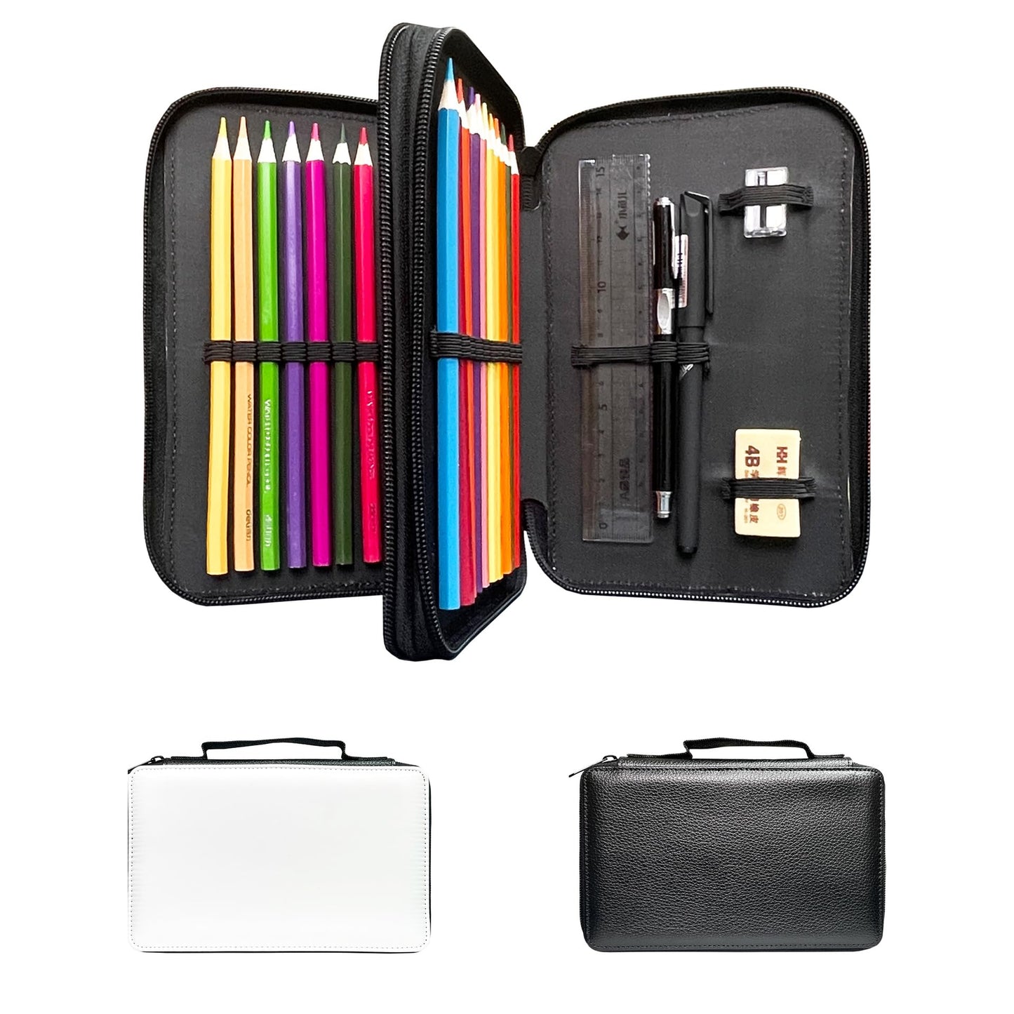 SCCFMM 5 Pieces Sublimation Blanks PU Leather Zipper Cosmetic Bags Pencil Case Larger Capacity Multipurpose DIY Heat Transfer Print Stationery Bag Toiletry Pouch for Sublimation