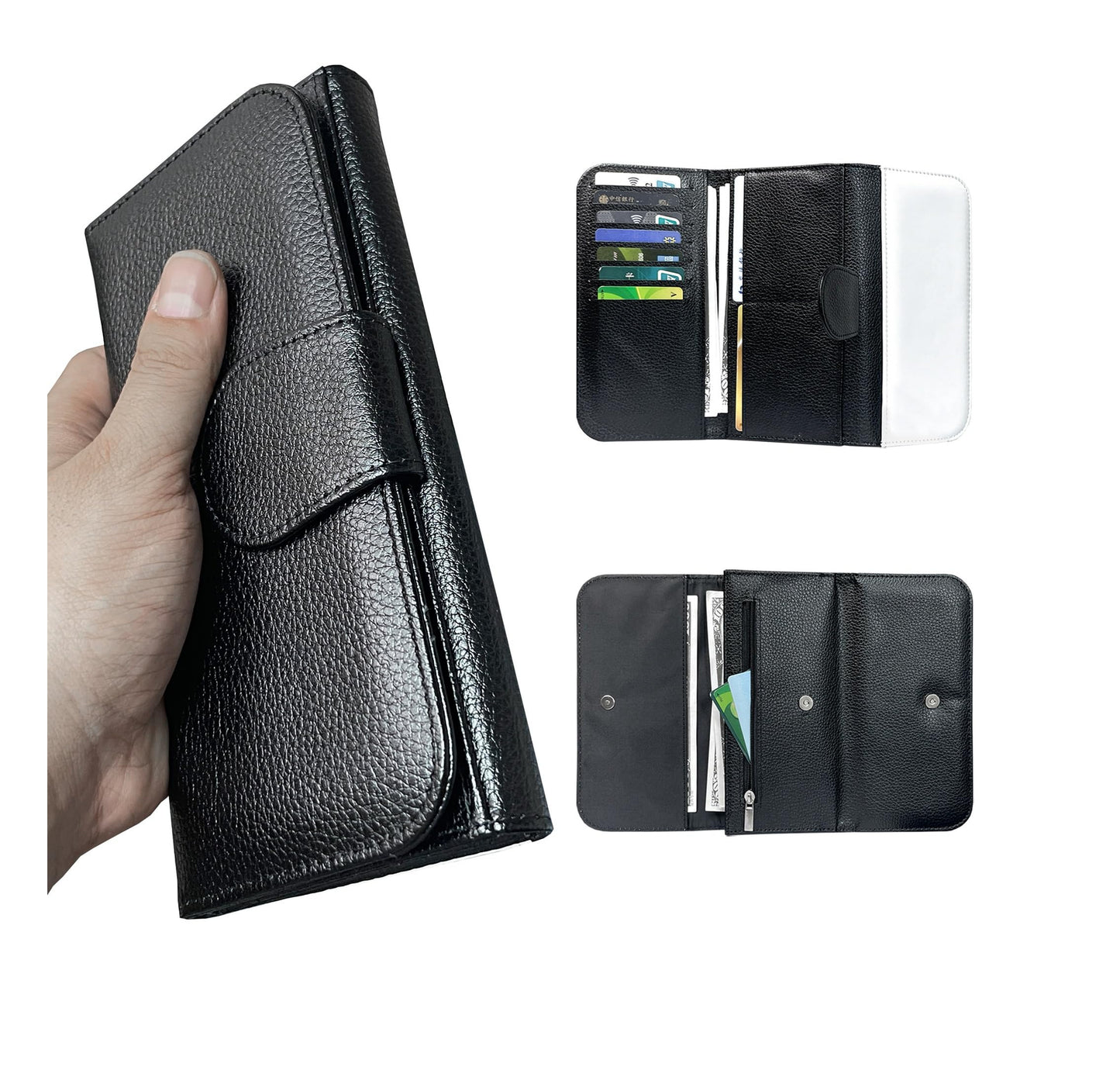 5 Pack Sublimation Blank Trifold Wallet PU Leather Coin Purse 7 Card Slots, 2 Slip Pockets - Minimalist Design, Slim Wallet DIY Heat Transfer Print for Women Men