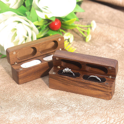 SCCFMM Custom Logo Laser Engraved Slim Wooden Double Ring Case Box DIY Name Logo for Wedding Ceremony Engagement Proposal Ring Bearer Box for 2 Rings