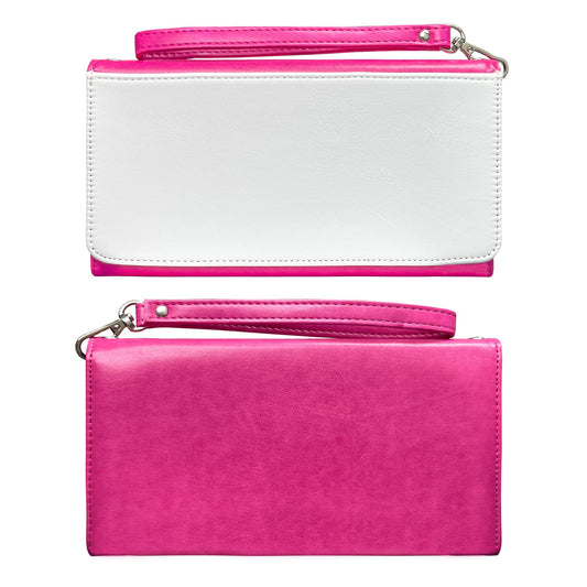 5 Pieces Sublimation Blank Women Pink Long Wallet, Fashion Ladies PU Leather Wallets, DIY Heat Transfer Large Capacity Secure Buckle Leather Clutch Wallet, DIY Craft Long Purse for Women Girl Gift