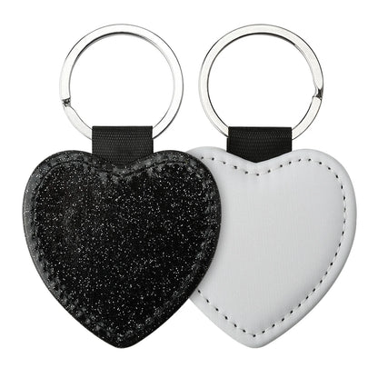 20pcs Sequin Keychain Sublimation Round&Heart&Squre Shapes PU Keychains Keyring DIY Craft Gift for Women Car Bag Accessaries